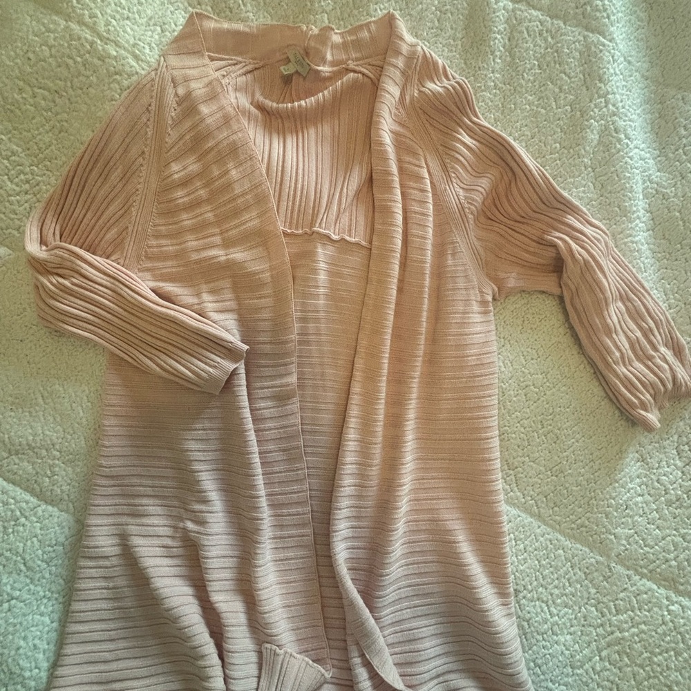 Talbots Light Pink Ribbed Cardigan